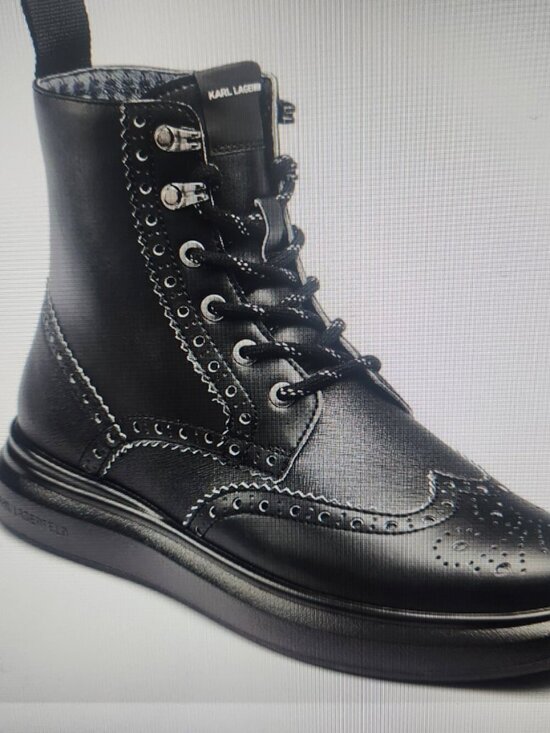 Karl Lagerfeld Paris LFS3008 Men\'s Leather Combat Boots. NIB. Size 11 main image 9
